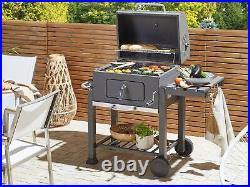 Garden Charcoal BBQ Grill with Lid Wheeled 2 Grates 2 Shelves Thermometer Pavlof