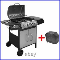 Gas BBQ Grill 4 + 1 Stainless Steel Burner Garden Yard Barbecue Cooker Outdoor