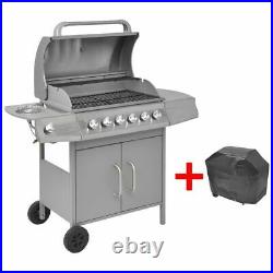 Gas BBQ Grill 4 + 1 Stainless Steel Burner Outdoor Garden Yard Barbecue Cooker