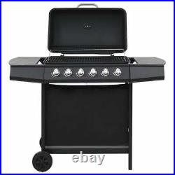 Gas BBQ Grill with 6 Cooking Zones Steel Black Garden Barbecue Large Burner UK