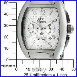 Gino Franco Men Barrel Shaped Stainless Steel Watch with Chronograph & Bracelet