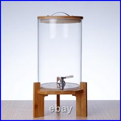 Glass Beverage Barrel Dispenser with Stainless Steel Faucet Kombucha Teapot