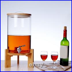 Glass Drink Barrel Dispenser with Stainless Steel Faucet Jar