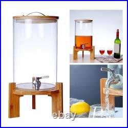 Glass Drink Barrel Dispenser with Stainless Steel Faucet Jar