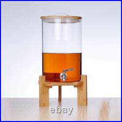 Glass Drink Barrel Dispenser with Stainless Steel Faucet Jar