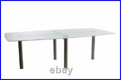 Glass and Stainless steel Boardroom table 120cm x 225cm (Barrel shaped)