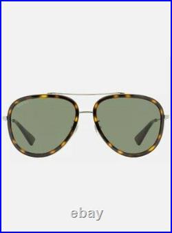 Gucci Aviator Sunglasses GG0062S 002 Ruthenium/Havana 57mm 0062