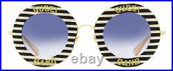 Gucci Band Sunglasses GG0113S 008 Gold/Black/Cream 44mm 113