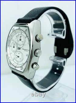Kenneth Cole KC1207 Tonneau-Barrel Case Silver White Dial Black Strap Watch