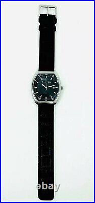 Kenneth Cole KC1227 Tonneau / Barrel Shape Case Black Leather Strap Watch