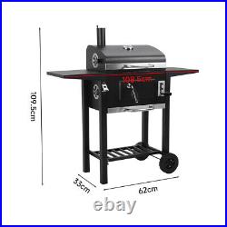 Large Charcoal BBQ Barrel Grill Garden Barbecue Patio Smoker Portable On Wheels