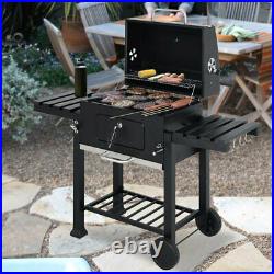 Large Charcoal Barrel BBQ Grill Garden Barbecue Patio Smoker Portable Wheels