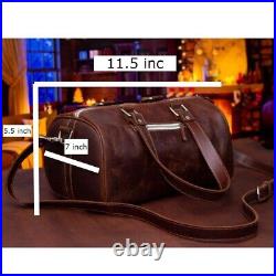 Leather Men Women Barrel Handbag Brown Lady Crossbody Shoulder 100% Genuine Bag