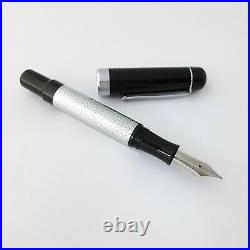 Luxury Hand Made Fountain Pen Silver Plated Barrel Medium Nib Mint