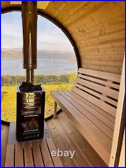 Luxury Outdoor Sauna Garden Sauna Harvia wood fired Heater front panoramic wall