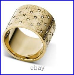 Michael Kors Gold Tone, Monogram, Crystal, Barrel, Ring (size 6,7,8,9)-mkj4288