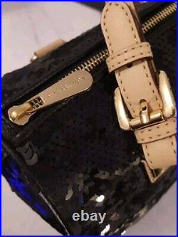 Michael Kors Grayson Handbag Womens Balck Sequin Barrel Crossbody Rare