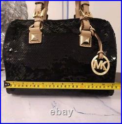 Michael Kors Grayson Handbag Womens Balck Sequin Barrel Crossbody Rare