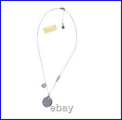 Michael Kors Silver Tone, Mk Monogram, Heart Charm, Mop, Crystals, Necklace Mkj5640