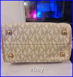 Michael Kors small monogram logo cream barrel bag womens grayson