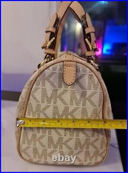 Michael Kors small monogram logo cream barrel bag womens grayson