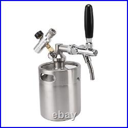 Mini Keg Barrel 2L Adjustable Beer Home Dispenser System 60PSI Gauge