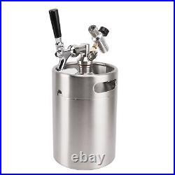 Mini Stainless Steel Beer Barrel With 60psi Gauge Dispenser Outlet Valve 5L NIU