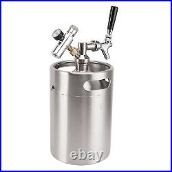 Mini Stainless Steel Beer Barrel With 60psi Gauge Dispenser Outlet Valve 5L NIU
