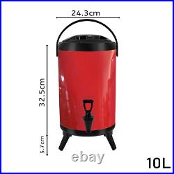 NNEAGS 10L Stainless Steel Insulated Milk Tea Barrel Hot and Cold Beverage Dispe
