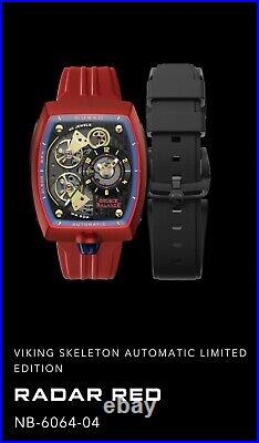 Nubeo viking automatic watch Radar Red NB-6064-04 FACTORY FRESH