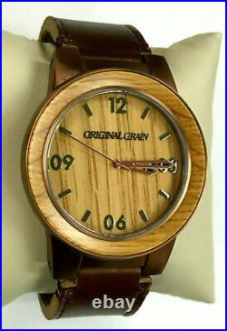 Original Grain OG-10-003-L-DBR Barrel Whiskey Espresso Leather Watch WARRANTY