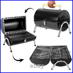Outdoor Garden Portable Bbq Barbecue Barrel Grill Foldable Charcoal Camping