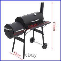 Outdoor Half Barrel Charcoal Grill BBQ Barbecue Grill with Wheels Storage Shelf