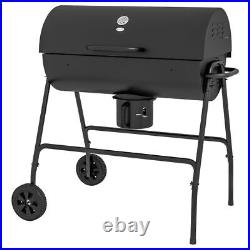 Outsunny Barrel Charcoal Barbecue BBQ Grill Trolley With Ash Catcher Thermometer