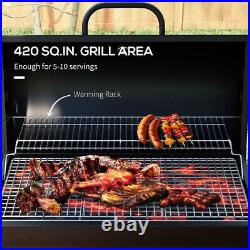 Outsunny Barrel Charcoal Barbecue BBQ Grill Trolley With Ash Catcher Thermometer