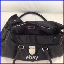 PRADA Black Leather Barrell Bag Made in Italy