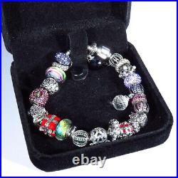 Pandora Sterling Silver Bracelet With Lovely Charms (not Pandora Charms)