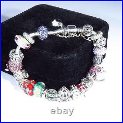 Pandora Sterling Silver Bracelet With Lovely Charms (not Pandora Charms)