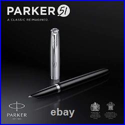 Parker 51 Fountain Pen Black Barrel With Chrome Trim Fine Nib With Black Ink Ca