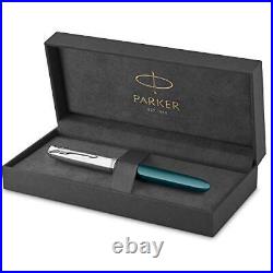 Parker 51 Fountain Pen Teal Blue Barrel with Chrome Trim Medium Nib with