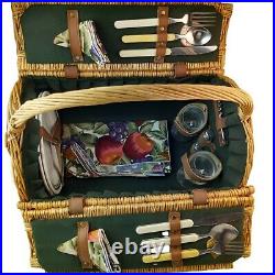 Picnic Time Barrel Picnic Basket Deluxe Service for 2 with Tags Fully Lined