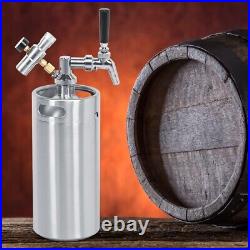 RH 3.6L Mini Stainless Steel Beer Barrel Keg+Tap+Spear+2 Class Pressure Gauge