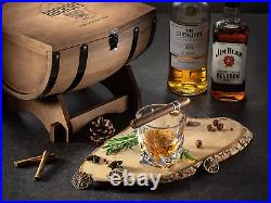 ROCKSLY Whiskey Stones Gift Set for Men in Whiskey Half Barrel Gift Box 8 Whis