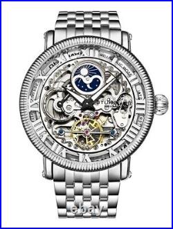 RRP1250 STUHRLING Automatic Skeleton Wristwatch Water-Resistant 50M Dual Time