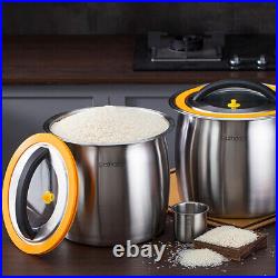 Rice Storage Bucket Food Storage Stainless Container Barrel Sealing Rubber Lid