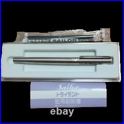 SAILOR TRIDENT 767 Fountain Pen Vintage Stainless Steel Barrel Made in Japan