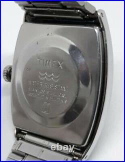 SUPER RARE Timex Marlin 1985 Silver Date Barrel Mens Warch Mechanical CLEAN RUNS