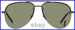 Saint Laurent Pilot Sunglasses Classic 11 M 001 Matte/Shiny Black 59mm YSL