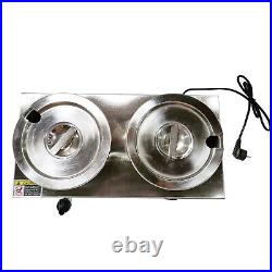 Soup Sauce Gravy Food Warmer Barrel Electric Stainless Wet Heat Warmer With 2 Pots
