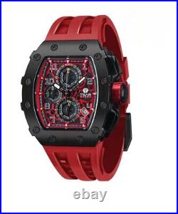 Square Luxury Stainless Steel Calendar Wristwatch Black Red / 15 Day Delivery